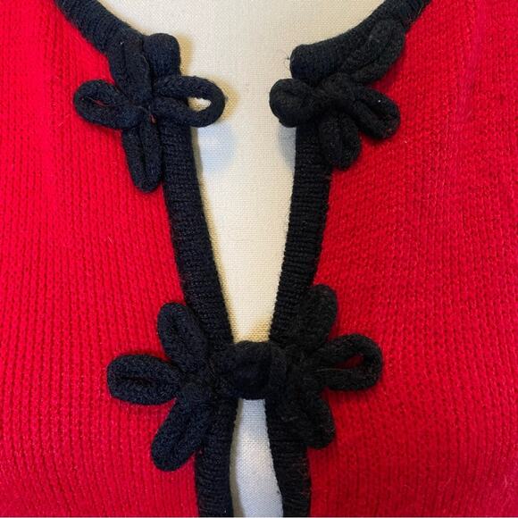 Tally Ho Creation Womens Cardigan Sweater Medium Red Vintage Button Holiday - Picture 4 of 9